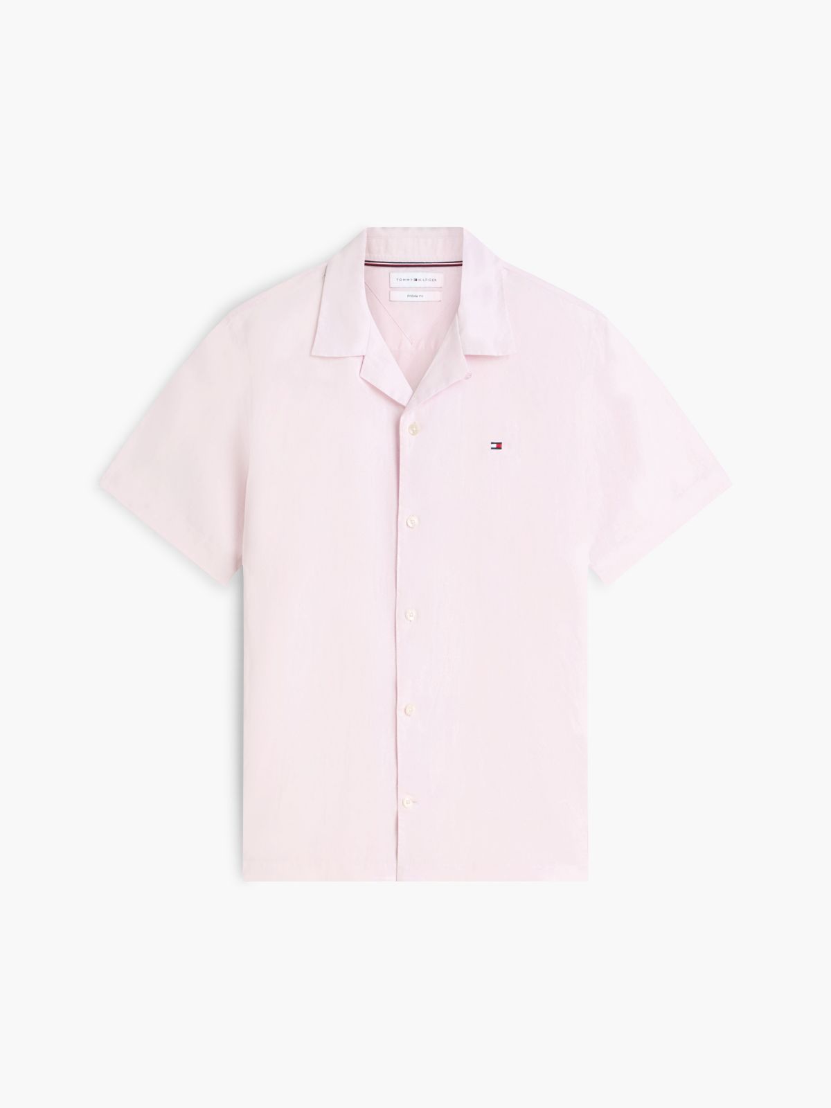 Regular Fit Cotton-Linen Camp Shirt — Pink Lily