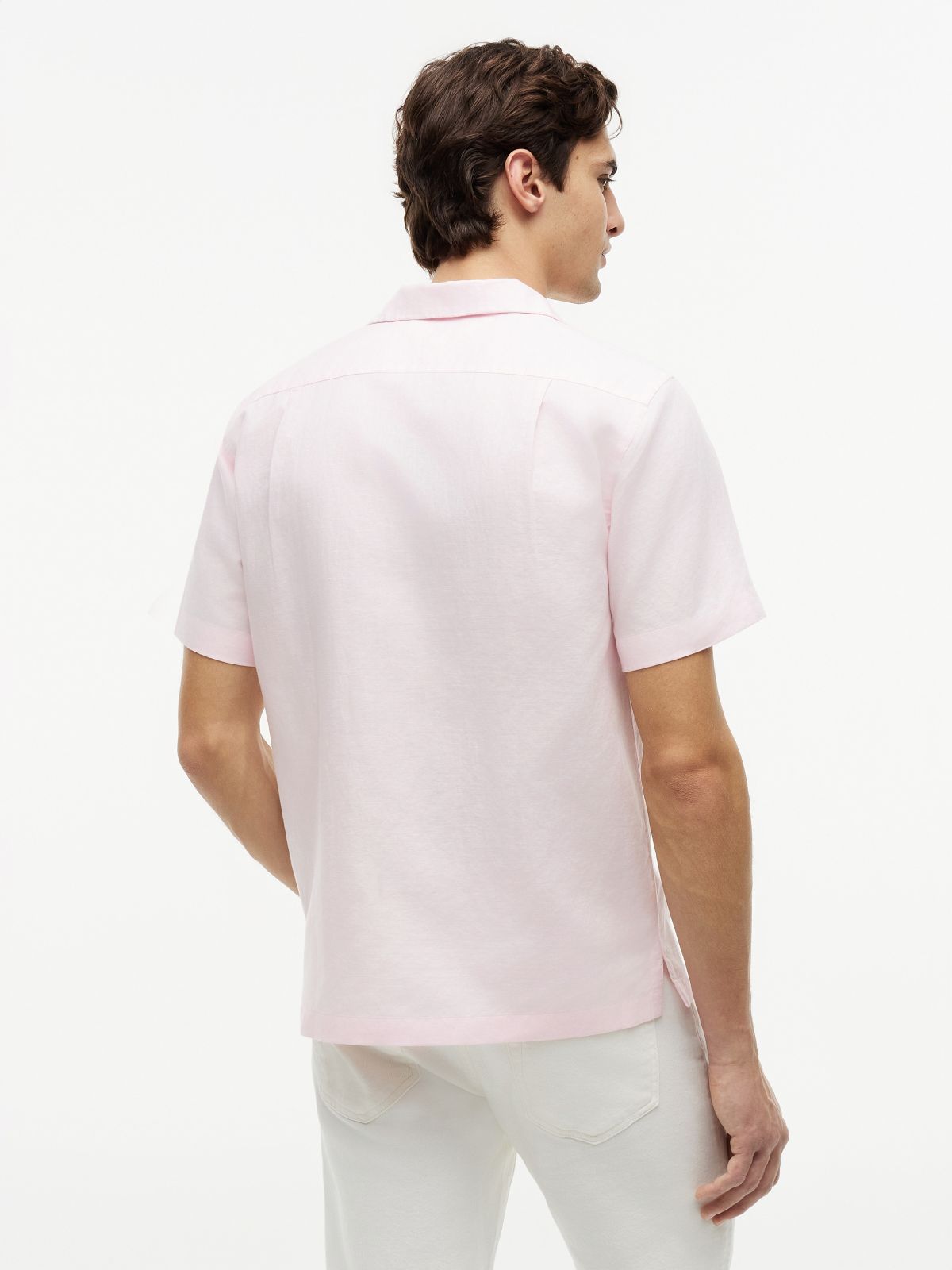 Regular Fit Cotton-Linen Camp Shirt — Pink Lily