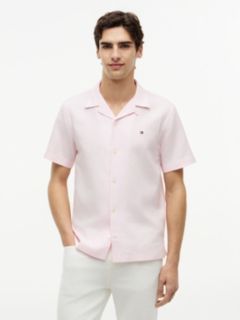 Regular Fit Cotton-Linen Camp Shirt — Pink Lily 1