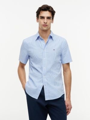 Regular Fit Short-Sleeve Striped Shirt, Blue Spell/White Stripe