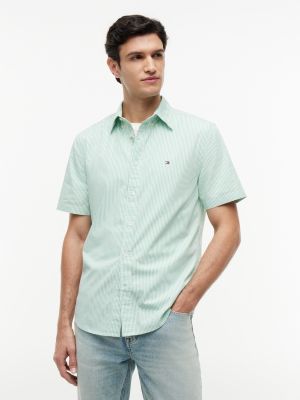 Regular Fit Short-Sleeve Striped Shirt, Cut Grass/White Stripe