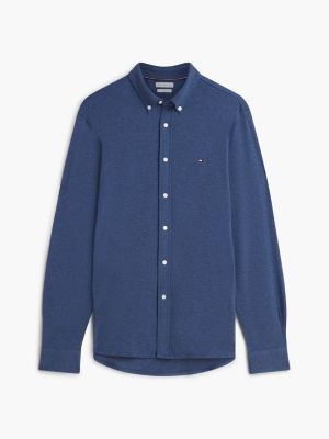 Мужские рубашки Tommy Hilfiger Slim Fit Lightweight Pique Knit Shirt — фото 5