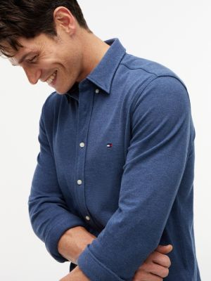 Мужские рубашки Tommy Hilfiger Slim Fit Lightweight Pique Knit Shirt — фото 3