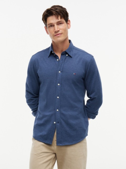 Мужские рубашки Tommy Hilfiger Slim Fit Lightweight Pique Knit Shirt
