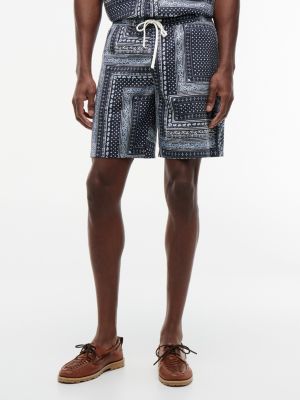 Regular Fit 8" Bandana Patchwork Short, Navy Pattern