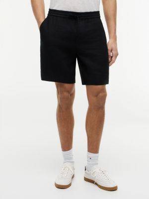 Regular Fit 8" Linen-Blend Short, Black