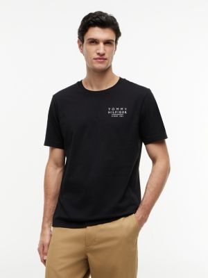 Wavy Flag Back Logo T-Shirt, Black