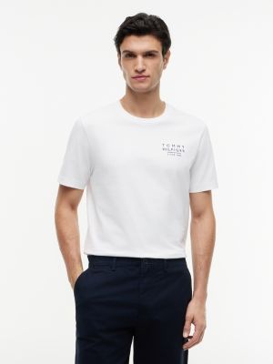 Wavy Flag Back Logo T-Shirt, White