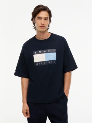 Tommy Hilfiger x FRGMT Distressed Flag T-Shirt, Navy Blue