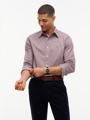Regular Fit Gingham Shirt, Burgundy