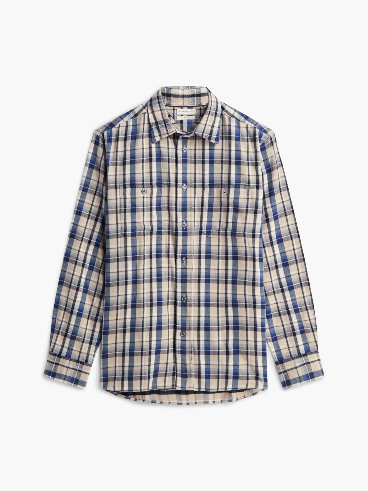 Classic Fit Plaid Flannel Twill Shirt — Ivory Silk/Check