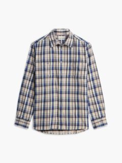 Classic Fit Plaid Flannel Twill Shirt — Ivory Silk/Check 5