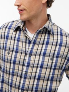 Classic Fit Plaid Flannel Twill Shirt — Ivory Silk/Check 3