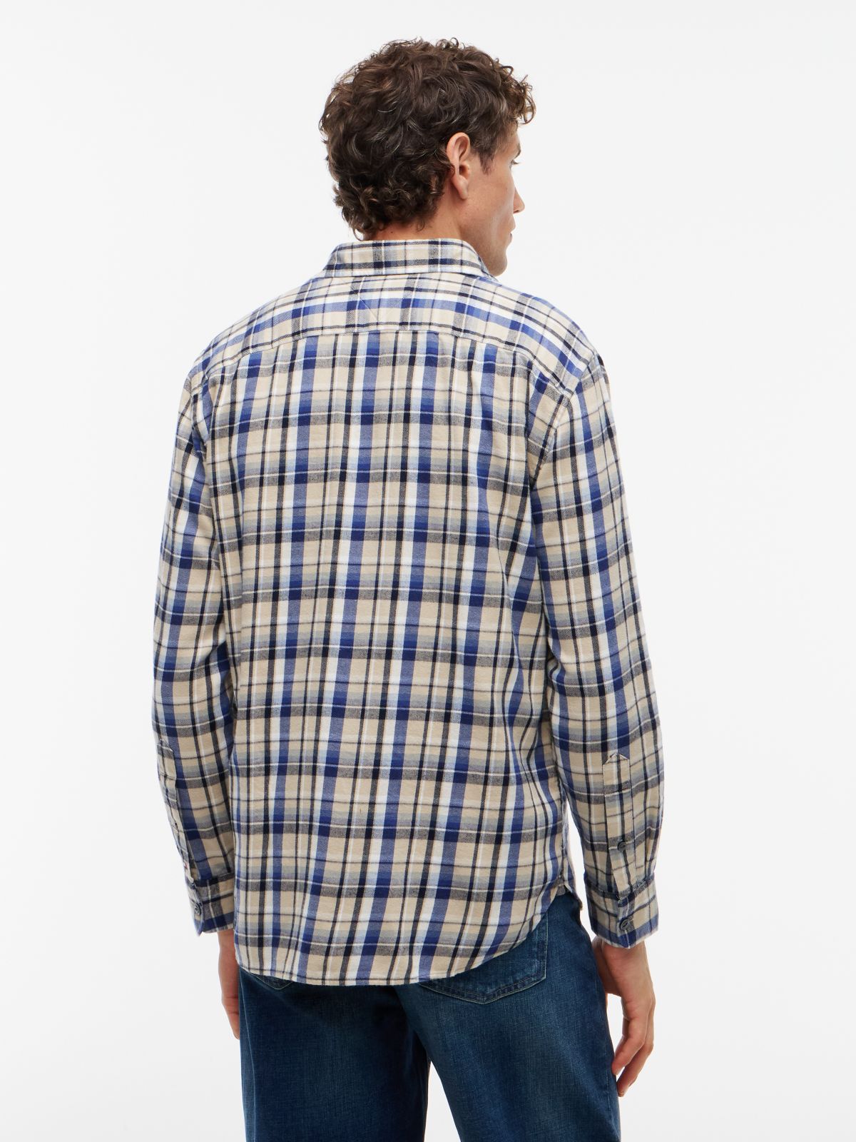 Classic Fit Plaid Flannel Twill Shirt — Ivory Silk/Check
