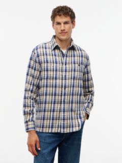 Classic Fit Plaid Flannel Twill Shirt — Ivory Silk/Check 1
