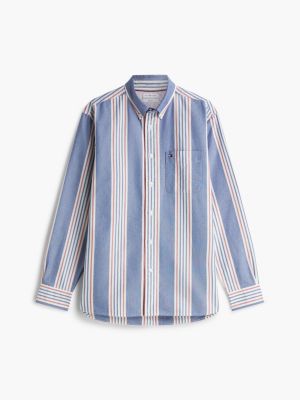 Мужская рубашка Tommy Hilfiger Classic Fit Multistripe Oxford, цвет: Синий — фото 5