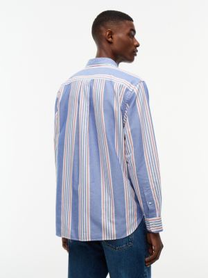 Мужская рубашка Tommy Hilfiger Classic Fit Multistripe Oxford, цвет: Синий — фото 4