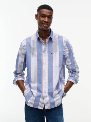Classic Fit Multistripe Oxford Shirt, Wedge Blue