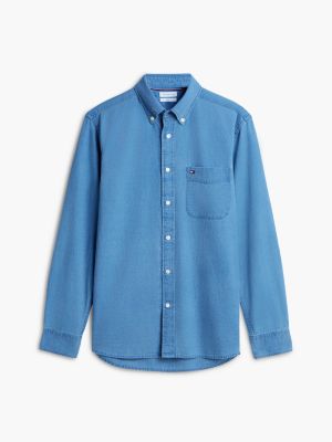 Мужская рубашка Tommy Hilfiger Regular Fit Indigo-Dyed Dobby, цвет: Индиго синий — фото 5