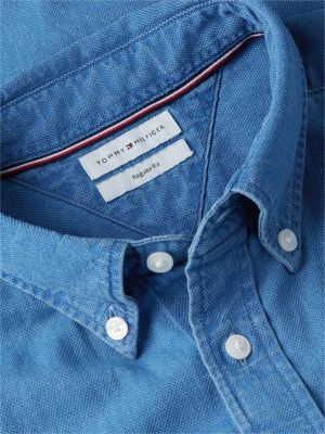Мужская рубашка Tommy Hilfiger Regular Fit Indigo-Dyed Dobby, цвет: Индиго синий — фото 6