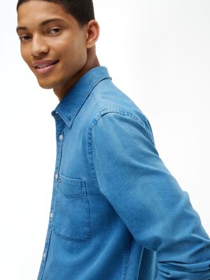 Мужская рубашка Tommy Hilfiger Regular Fit Indigo-Dyed Dobby, цвет: Индиго синий — фото 3