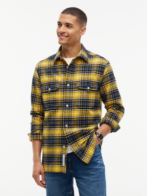 Classic Fit Plaid Flannel Overshirt, Carbon Navy