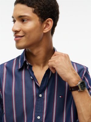 Мужская рубашка Tommy Hilfiger Regular Fit Striped, цвет: Карбоновый тёмно-синий — фото 3