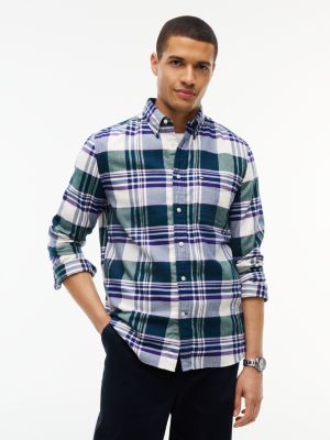 Regular Fit Plaid Flannel Twill Shirt, Ornamental Green