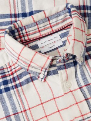 Мужская рубашка Tommy Hilfiger Regular Fit Plaid Flannel Twill, цвет: Слоновая кость — фото 6