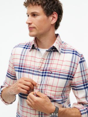Мужская рубашка Tommy Hilfiger Regular Fit Plaid Flannel Twill, цвет: Слоновая кость — фото 3