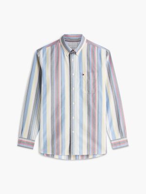 Мужская рубашка Tommy Hilfiger Classic Fit Bold Multistripe Oxford, цвет: Синий — фото 5