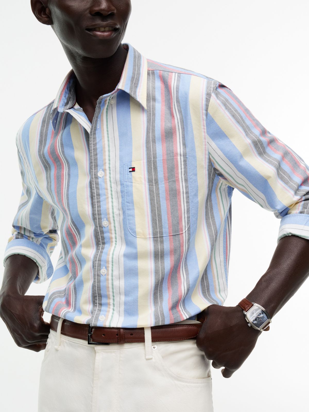 Classic Fit Bold Multistripe Oxford Shirt — Shirt Blue