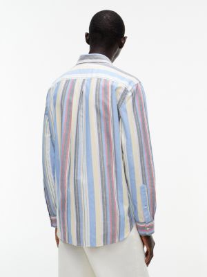 Мужская рубашка Tommy Hilfiger Classic Fit Bold Multistripe Oxford, цвет: Синий — фото 4
