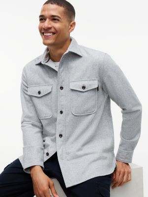 Мужская рубашка Tommy Hilfiger Classic Fit Wool-Blend, цвет: Светлый серый — фото 3