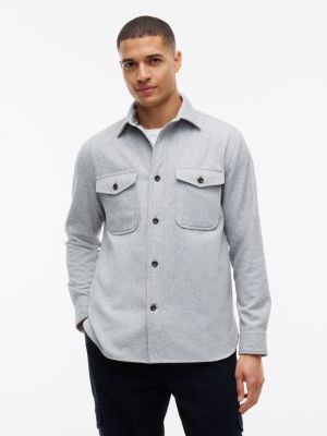 Classic Fit Wool-Blend Shirt, Light Grey