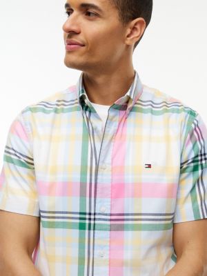 Мужская рубашка Tommy Hilfiger Regular Fit Short-Sleeve Madras, цвет: Синий — фото 3