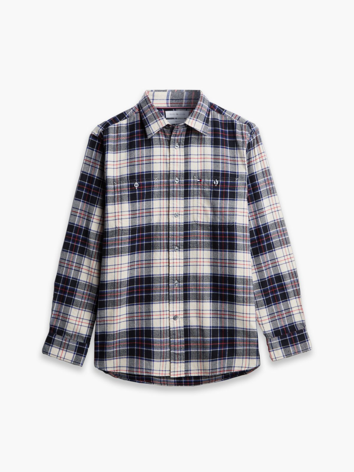 Classic Fit Tartan Flannel Shirt — Ivory Silk/Check
