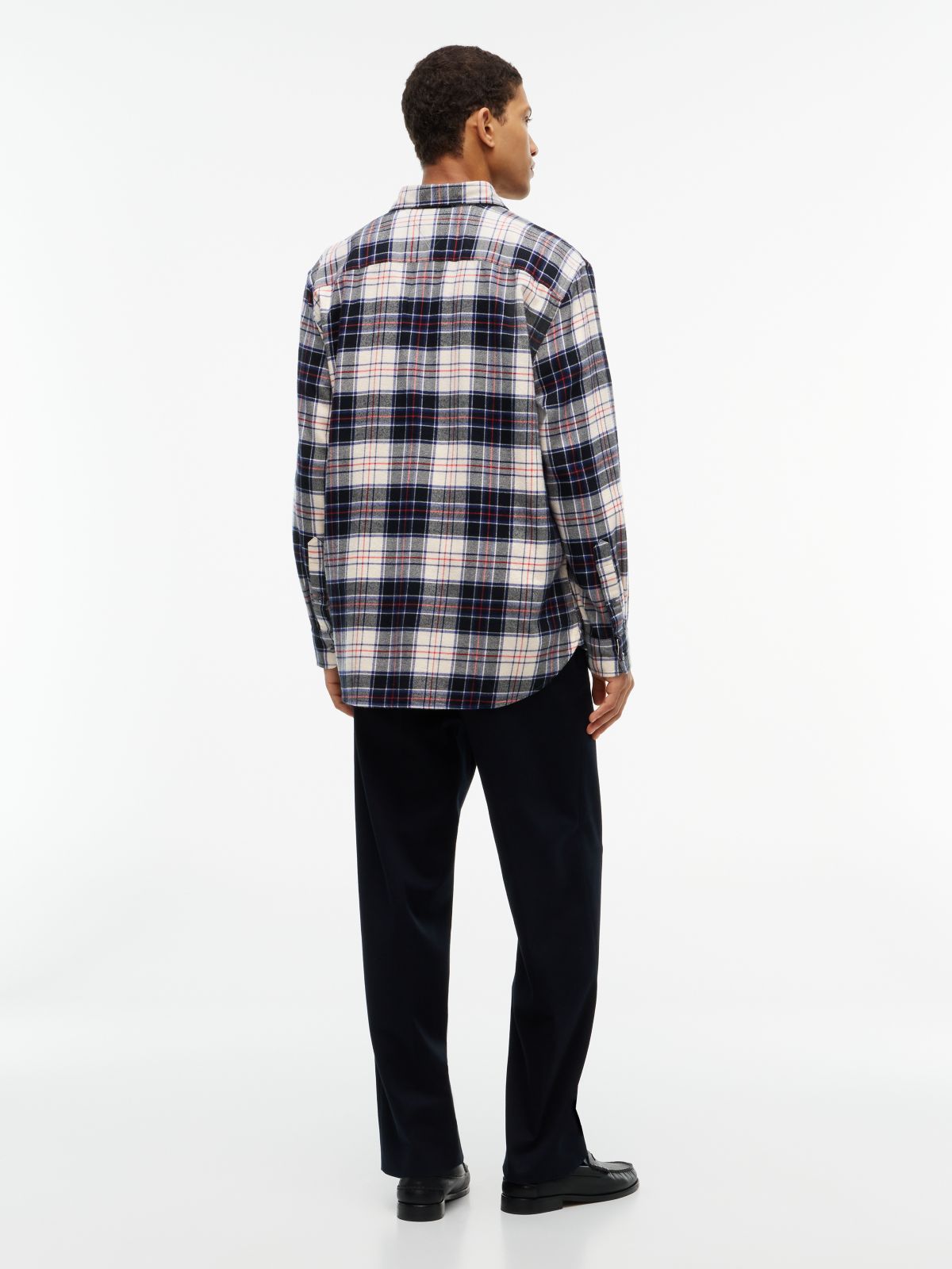 Classic Fit Tartan Flannel Shirt — Ivory Silk/Check