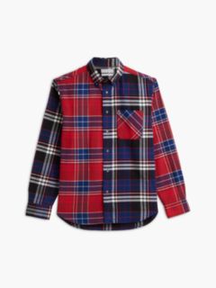 Classic Fit Mixed-Plaid Flannel Shirt — Regatta Red/Navy Blue Multi 6