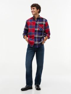 Classic Fit Mixed-Plaid Flannel Shirt — Regatta Red/Navy Blue Multi 2