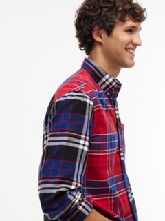Classic Fit Mixed-Plaid Flannel Shirt — Regatta Red/Navy Blue Multi 4