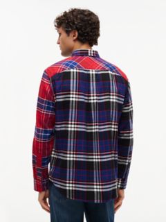 Classic Fit Mixed-Plaid Flannel Shirt — Regatta Red/Navy Blue Multi 5