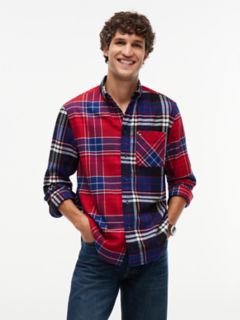 Classic Fit Mixed-Plaid Flannel Shirt — Regatta Red/Navy Blue Multi 1