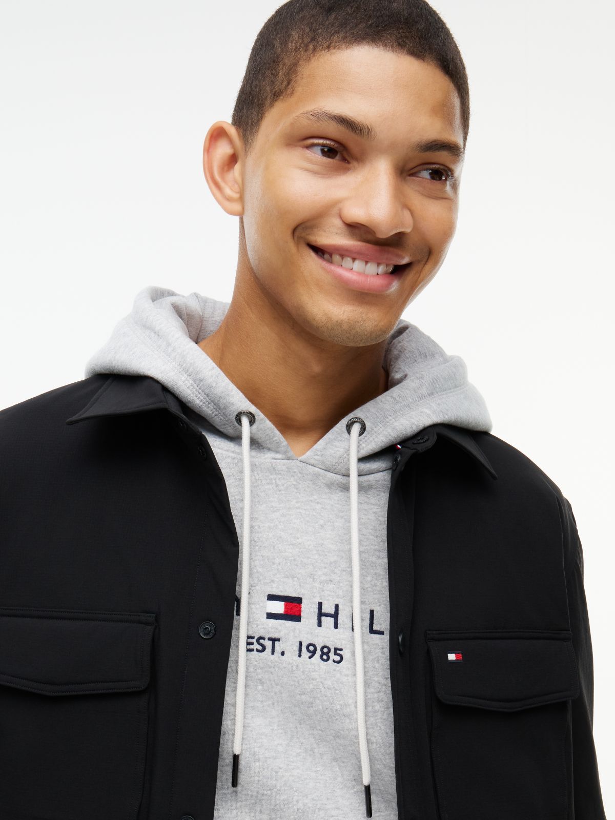 Water-Repellent Padded Tech Shirt — Black