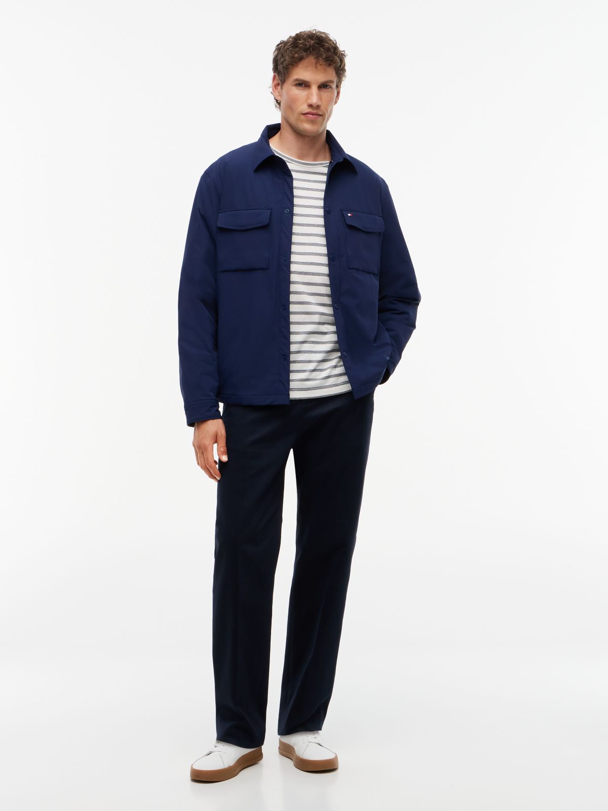 Water-Repellent Padded Tech Shirt — Carbon Navy