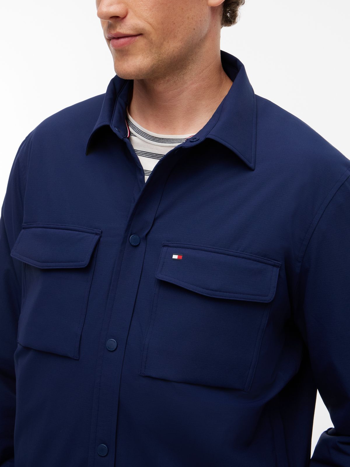 Water-Repellent Padded Tech Shirt — Carbon Navy