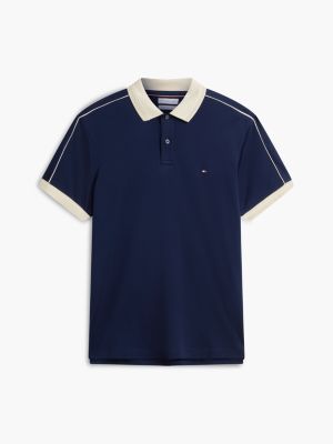 Мужское поло Tommy Hilfiger Regular Fit Contrast Trim Polo, цвет: Карбоновый тёмно-синий — фото 5