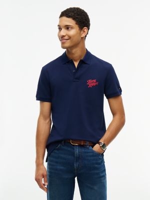 Regular Fit Striped Undercollar Polo, Carbon Navy