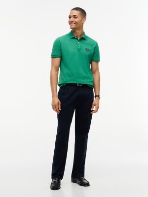 Мужское поло Tommy Hilfiger Regular Fit Striped Undercollar Polo, цвет: Зелёный — фото 2