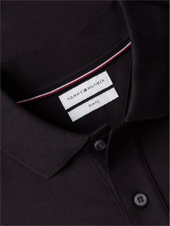 Slim Fit Flag Cuff Smooth Cotton Polo — Black 6